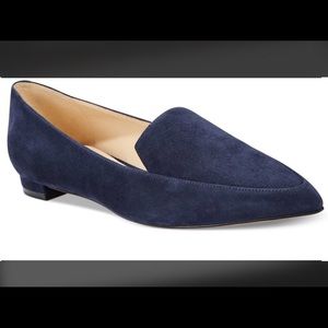 NIB Nine West Abay Navy Suede Smoking Flat 7.5